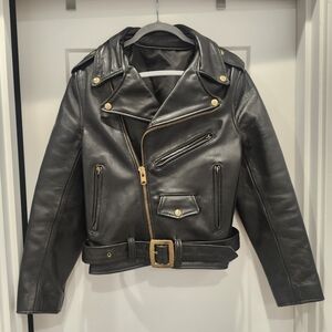 RARE VINTAGE LEATHER JACKET TALON ZIPPERS VANSON ? SIZE 10 XXS XS THICK & HEAVY